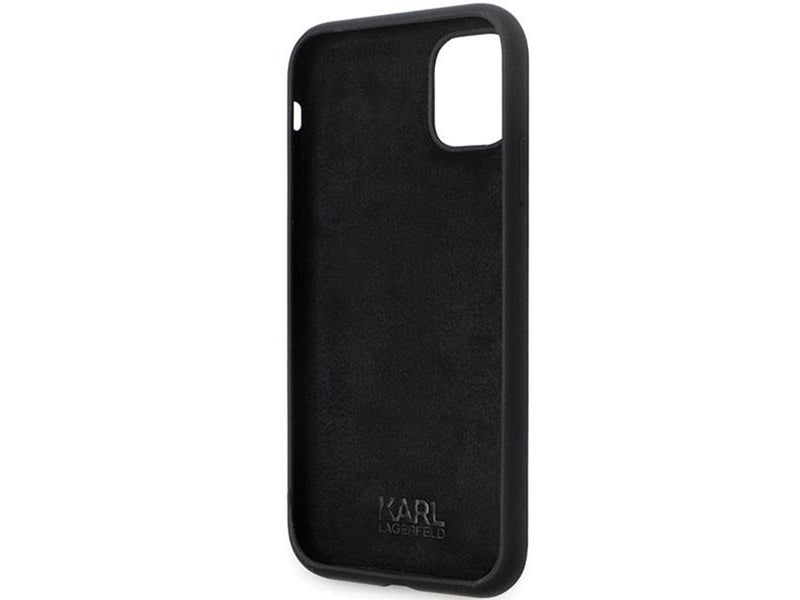 Karl Lagerfeld KLHCN61SMHKNPK case for iPhone 11 / Xr - black Silicone Ikonik Metal Pin