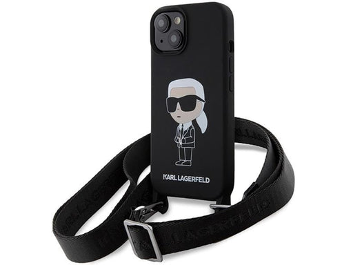 Karl Lagerfeld KLHCP15SSCBSKNK iPhone 15 6.1" hardcase black/black Crossbody Silicone Ikonik