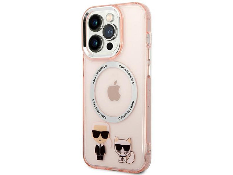 Karl Lagerfeld KLHMP14LHKCP iPhone 14 Pro 6.1" hardcase pink/pink Karl & Choupette Aluminum Magsafe