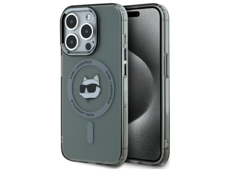 Karl Lagerfeld KLHMP15LHLSCHK iPhone 15 Pro 6.1" black/black hardcase IML Metal Choupette Head MagSafe