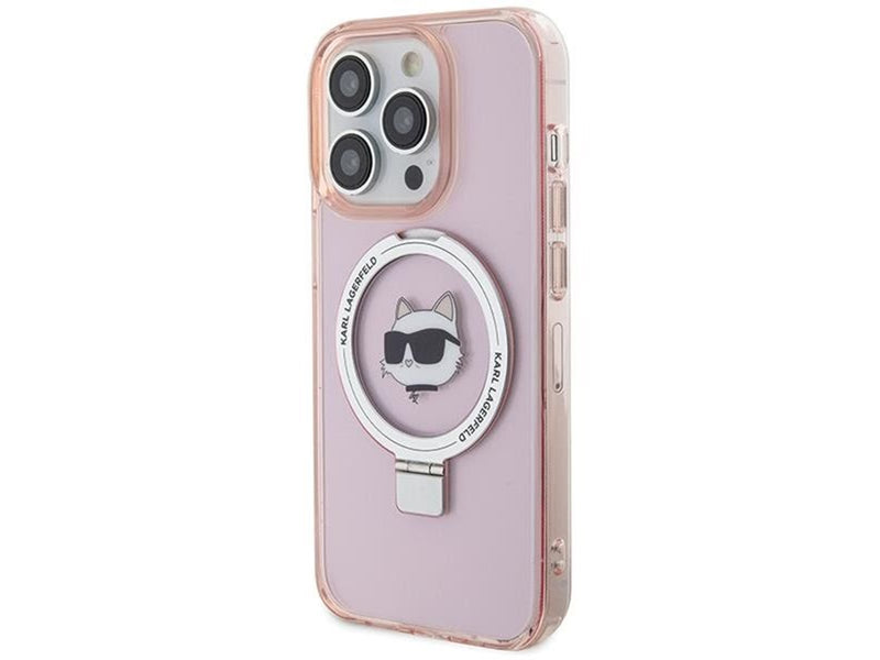 Karl Lagerfeld KLHMP15LHMRSCHP iPhone 15 Pro 6.1" pink/pink hardcase Ring Stand Choupette Head MagSafe