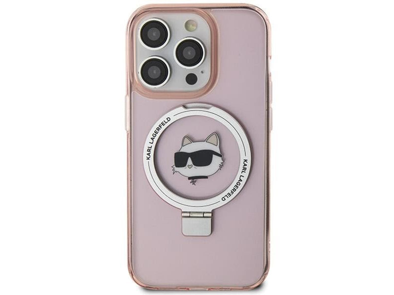 Karl Lagerfeld KLHMP15LHMRSCHP iPhone 15 Pro 6.1" pink/pink hardcase Ring Stand Choupette Head MagSafe