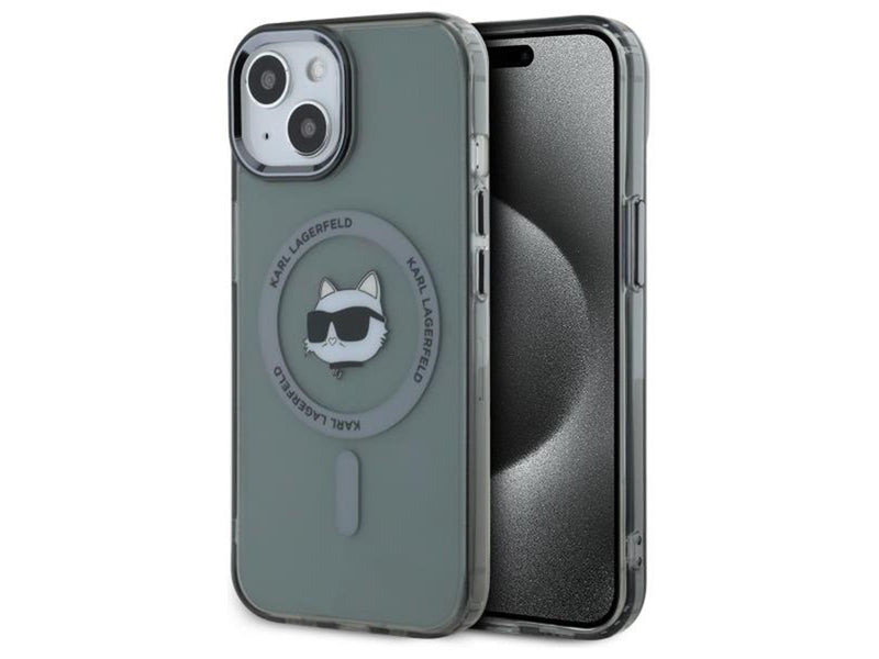 Karl Lagerfeld KLHMP15SHLSCHK iPhone 15 6.1" black/black hardcase IML Metal Choupette Head MagSafe