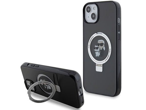 Karl Lagerfeld KLHMP15SHMRSKCK iPhone 15 6.1" black/black hardcase Ring Stand Karl&Choupette MagSafe