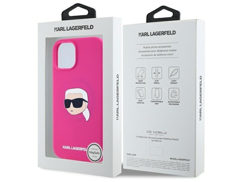 Karl Lagerfeld KLHMP15SSKHPPLF iPhone 15 6.1" fuchsia/fuschia hardcase Silicone Karl Head Print MagSafe