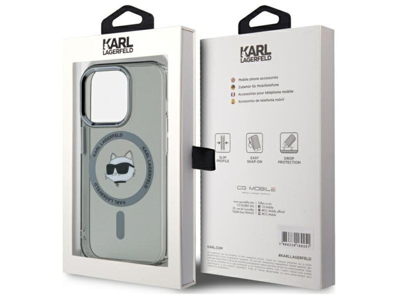 Karl Lagerfeld KLHMP15XHLSCHK iPhone 15 Pro Max 6.7" black/black hardcase IML Metal Choupette Head MagSafe