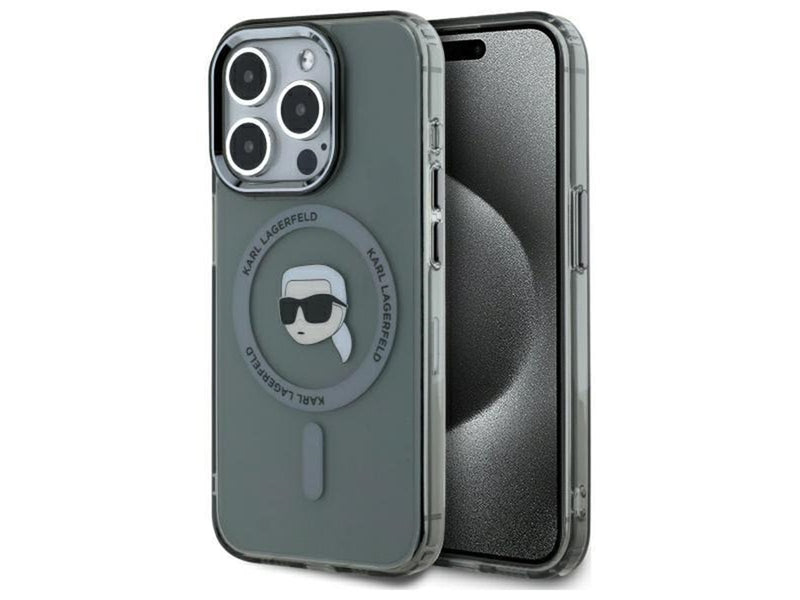 Karl Lagerfeld KLHMP15XHLSKIK iPhone 15 Pro Max 6.7" black/black hardcase IML Metal Karl Head MagSafe
