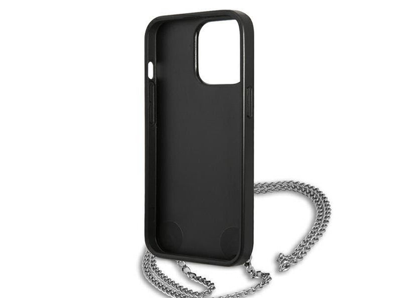 Karl Lagerfeld Leather Textured and Chain Case for iPhone 13 Pro Max 6.7" - Black