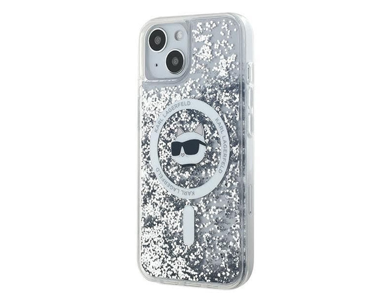 Karl Lagerfeld Liquid Glitter Choupette Head MagSafe case for iPhone 13 - transparent