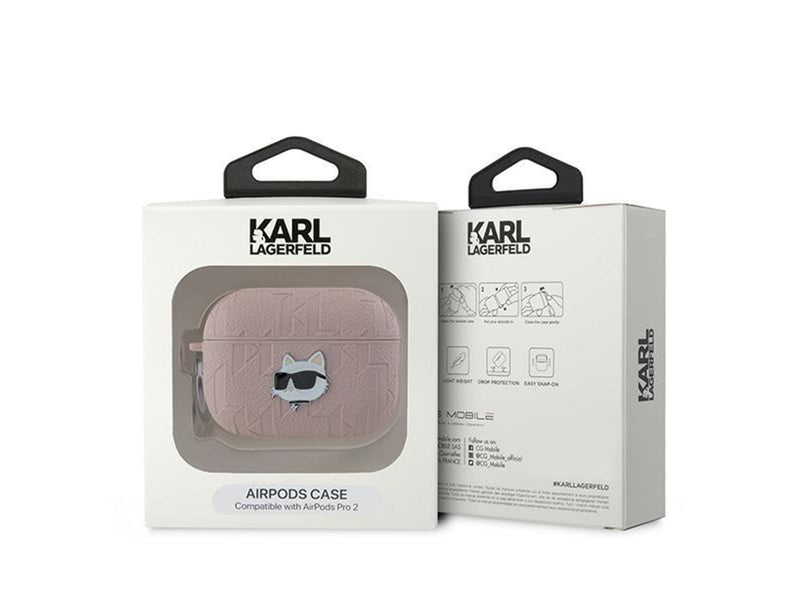 Karl Lagerfeld Monogram Choupette Head case for AirPods Pro 2 - pink