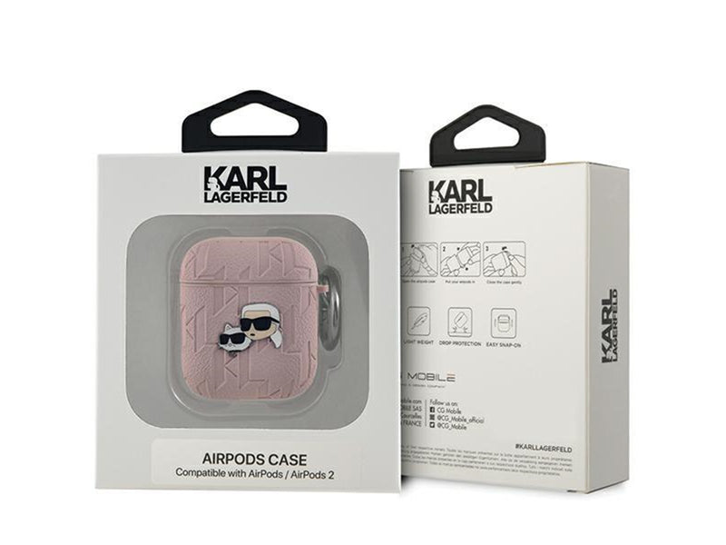 Karl Lagerfeld Monogram Karl & Choupette Head case for AirPods 1 / 2 - pink