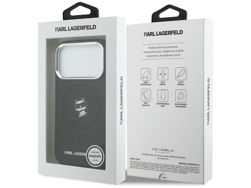 Karl Lagerfeld Point & Choupette Sketch MagSafe Case for iPhone 17 Pro Max - Black