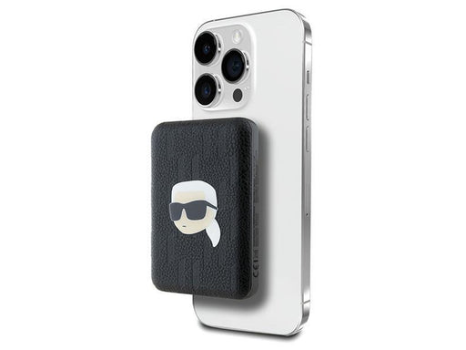 Karl Lagerfeld Powerbank inductive KLPB5FPGKSKIHK 16W 5000mAh black/black Karl Head Pin MagSafe - 5000 mAh