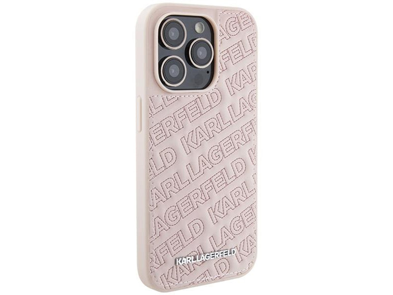 Karl Lagerfeld Quilted K Pattern case for iPhone 15 Pro Max - pink