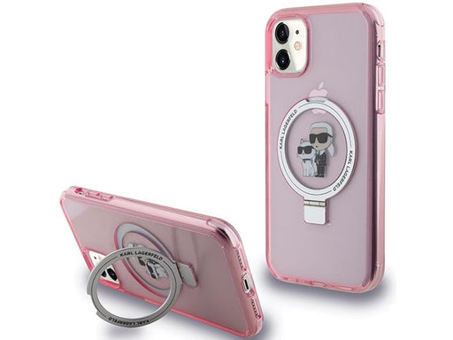 Karl Lagerfeld Ring Stand Karl&Choupette MagSafe case for iPhone 11 / Xr - pink