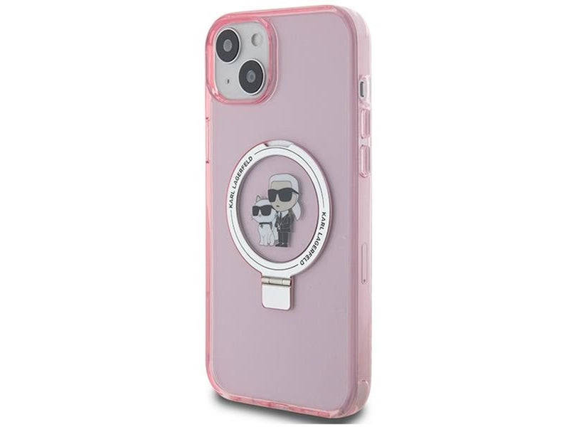 Karl Lagerfeld Ring Stand Karl&Choupette MagSafe case for iPhone 15 Plus - pink