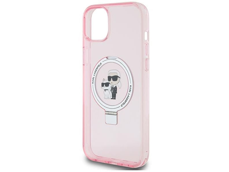 Karl Lagerfeld Ring Stand Karl&Choupette MagSafe case for iPhone 15 Plus - pink