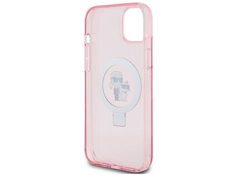 Karl Lagerfeld Ring Stand Karl&Choupette MagSafe case for iPhone 15 Plus - pink