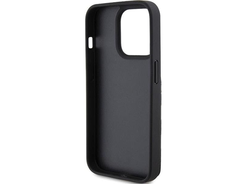Karl Lagerfeld Saffiano Cardslots and Stand Monogram Choupette Case for iPhone 15 Pro Max - Black