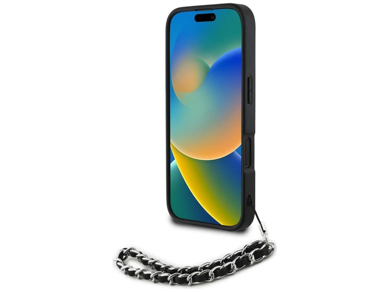 Karl Lagerfeld Saffiano Crystals w/Chain iPhone 16 Case - Black