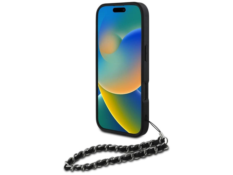 Karl Lagerfeld Saffiano Crystals w/Chain iPhone 16 Pro Case - Black