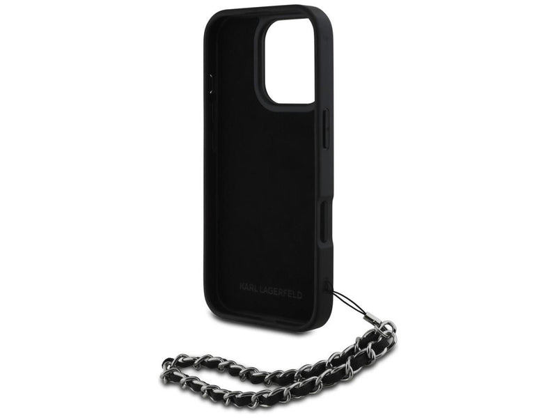 Karl Lagerfeld Saffiano Crystals w/Chain iPhone 16 Pro Case - Black