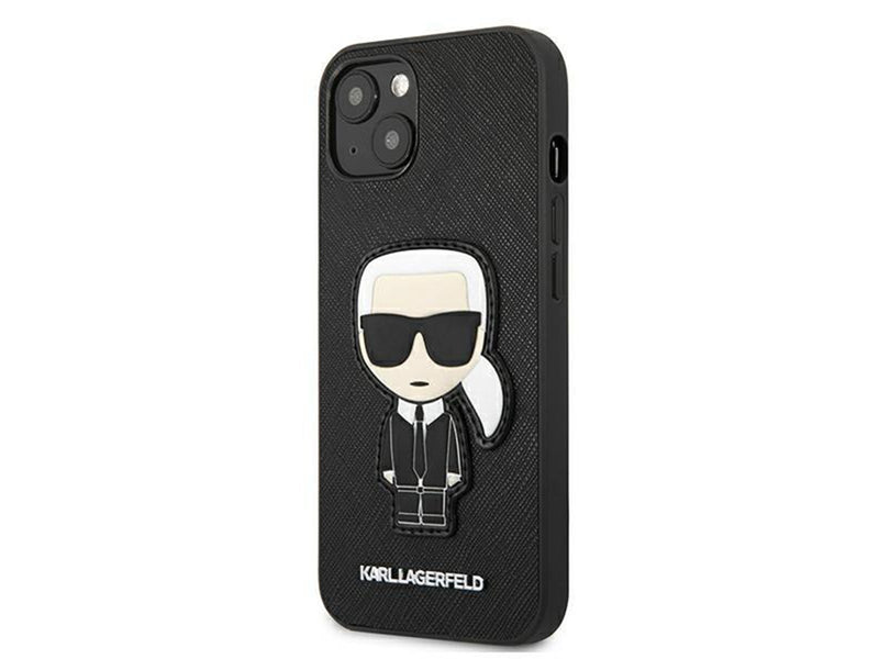 Karl Lagerfeld Saffiano Ikonik Karl's Patch Case for iPhone 13 mini - Black