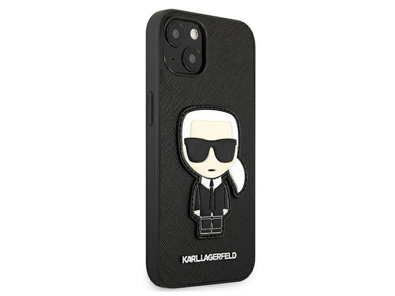 Karl Lagerfeld Saffiano Ikonik Karl's Patch Case for iPhone 13 mini - Black