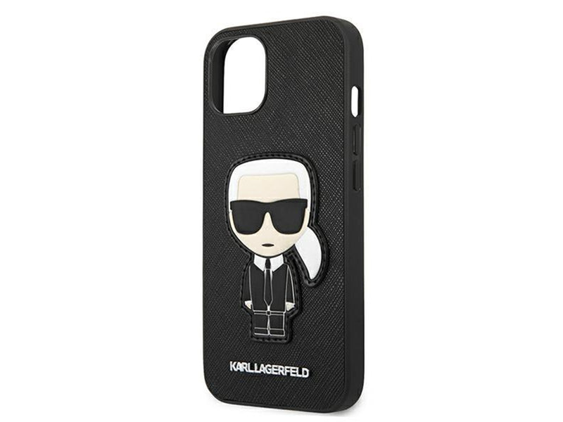 Karl Lagerfeld Saffiano Ikonik Karl's Patch Case for iPhone 13 mini - Black