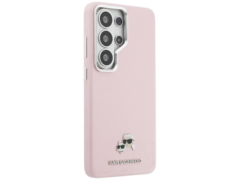 Karl Lagerfeld Saffiano KC Metal Logo MagSafe Case for Samsung Galaxy S26 Ultra - Pink