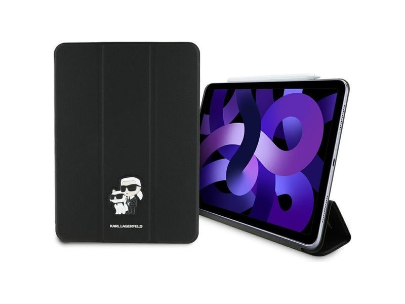 Karl Lagerfeld Saffiano Magnetic Karl & Choupette iPad Air 11" 2024 Book Cover Case - Black