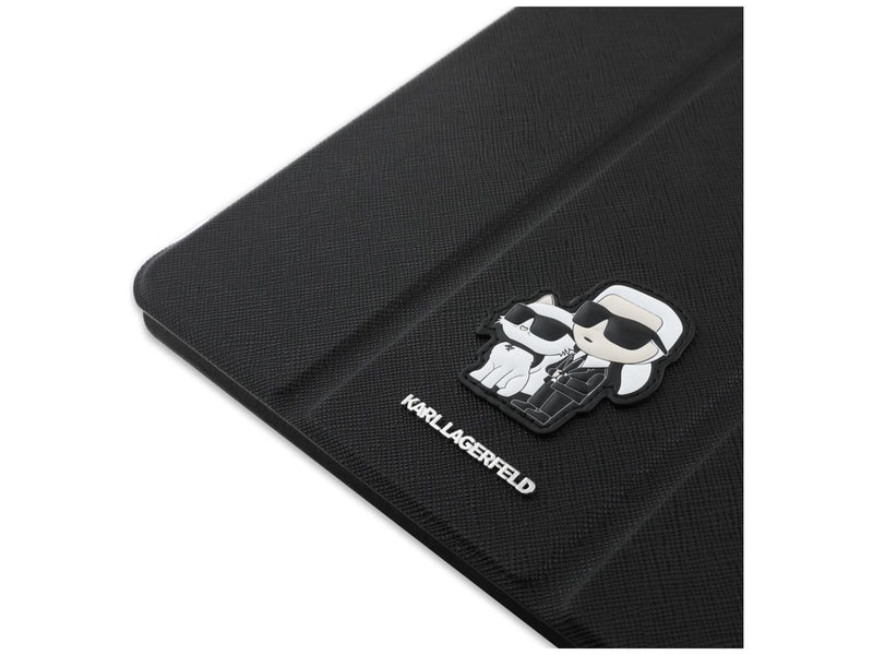 Karl Lagerfeld Saffiano Magnetic Karl & Choupette iPad Air 11" 2024 Book Cover Case - Black