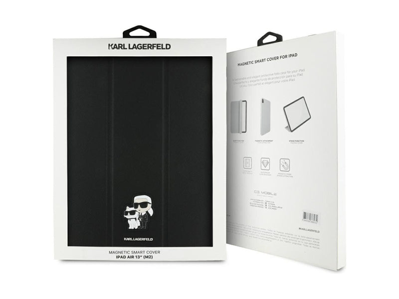 Karl Lagerfeld Saffiano Magnetic Karl & Choupette iPad Air 13" 2024 Book Cover Case - Black