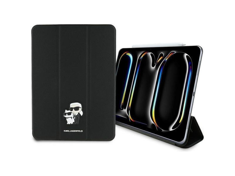 Karl Lagerfeld Saffiano Magnetic Karl & Choupette iPad Pro 11" 2024 Book Cover Case - Black