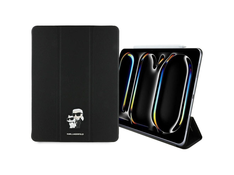 Karl Lagerfeld Saffiano Magnetic Karl & Choupette iPad Pro 13" 2024 Book Cover Case - Black