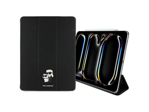 Karl Lagerfeld Saffiano Magnetic Karl & Choupette iPad Pro 13" 2024 Book Cover Case - Black