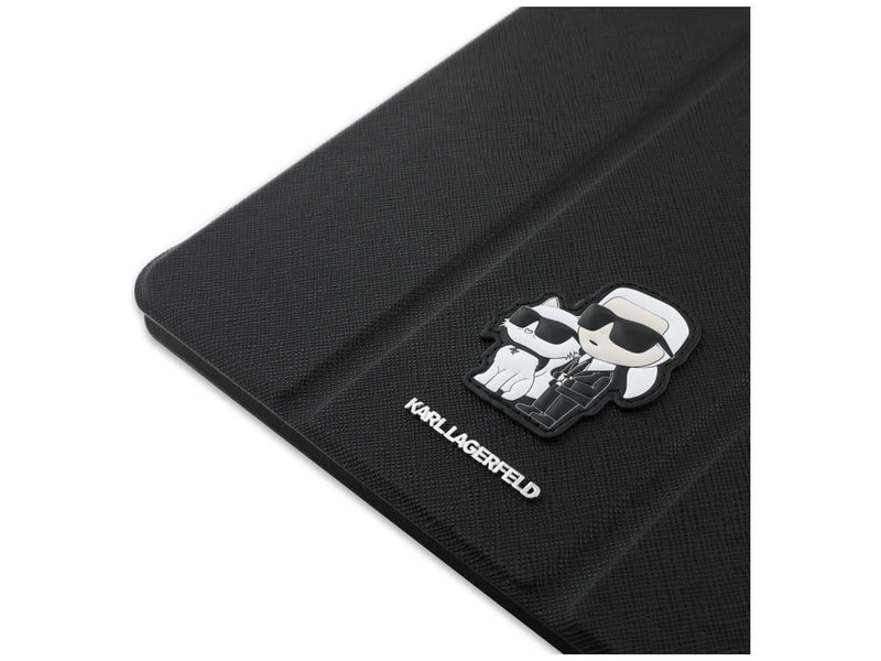 Karl Lagerfeld Saffiano Magnetic Karl & Choupette iPad Pro 13" 2024 Book Cover Case - Black