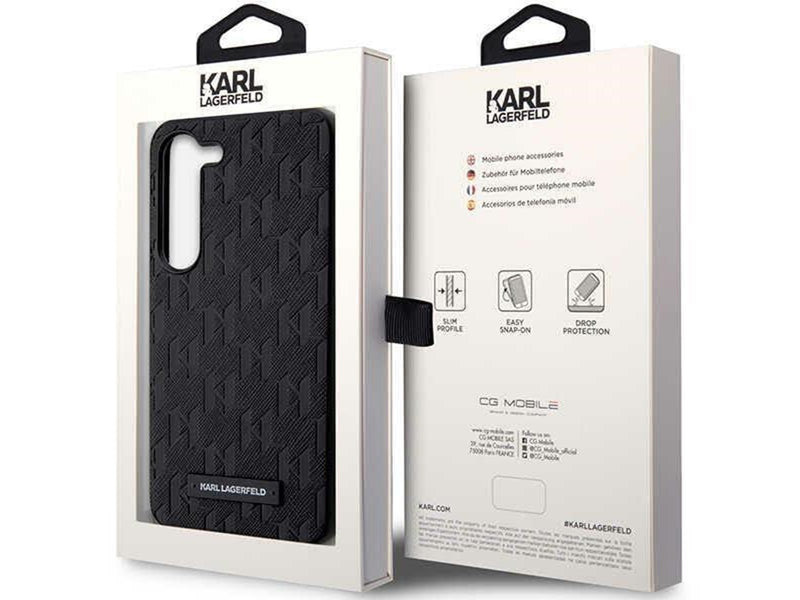 Karl Lagerfeld Saffiano Mono Metal Logo case for Samsung Galaxy S24+ - black