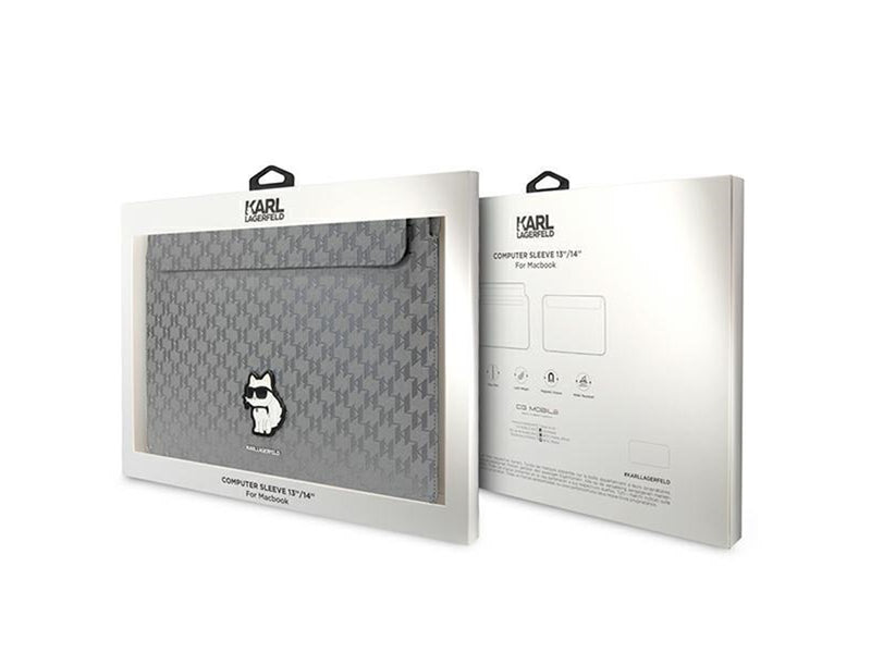 Karl Lagerfeld Saffiano Monogram Choupette case for a 14" laptop - silver