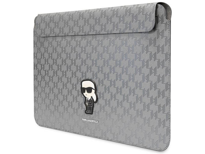 Karl Lagerfeld Saffiano Monogram Ikonik case for a 14" laptop - silver