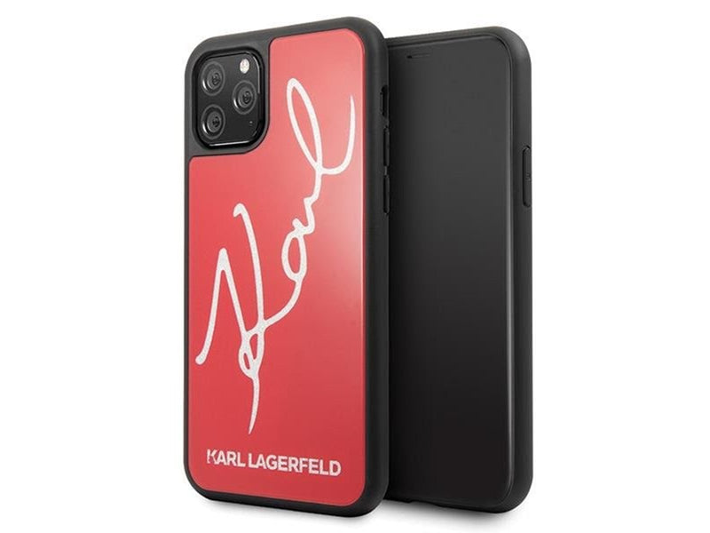 Karl Lagerfeld Signature Glitter Case for iPhone 11 Pro - Red