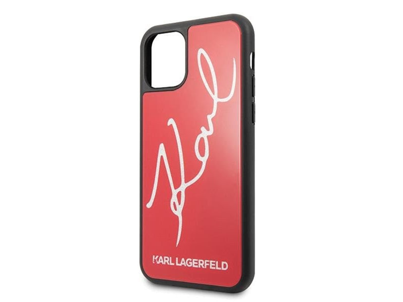 Karl Lagerfeld Signature Glitter Case for iPhone 11 Pro - Red