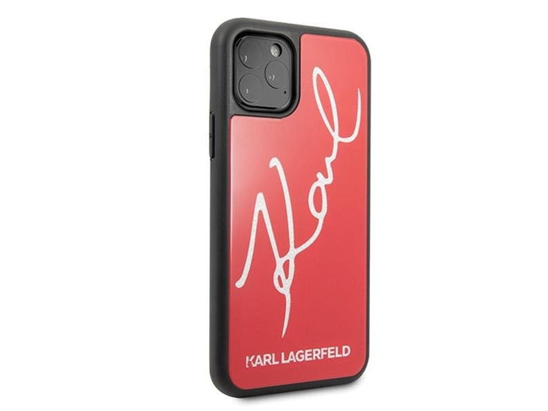 Karl Lagerfeld Signature Glitter Case for iPhone 11 Pro - Red