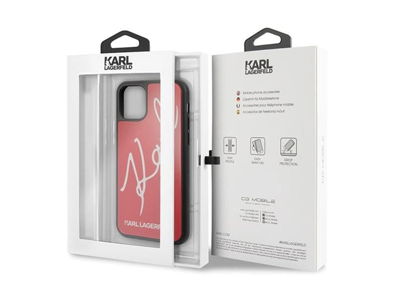 Karl Lagerfeld Signature Glitter Case for iPhone 11 Pro - Red