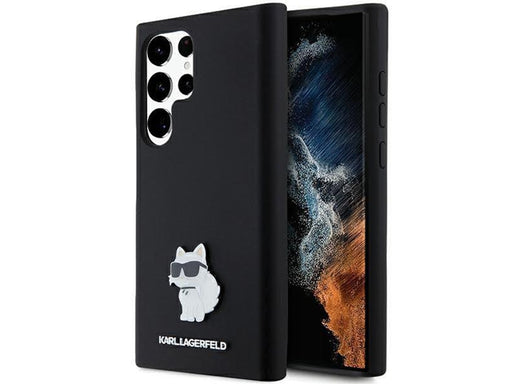 Karl Lagerfeld Silicone Choupette Metal Pin case for Samsung Galaxy S23 Ultra - black