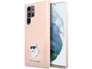 Karl Lagerfeld Silicone Choupette Metal Pin case for Samsung Galaxy S23 Ultra - pink