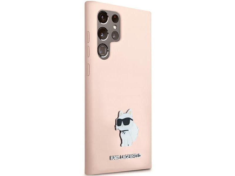 Karl Lagerfeld Silicone Choupette Metal Pin case for Samsung Galaxy S23 Ultra - pink