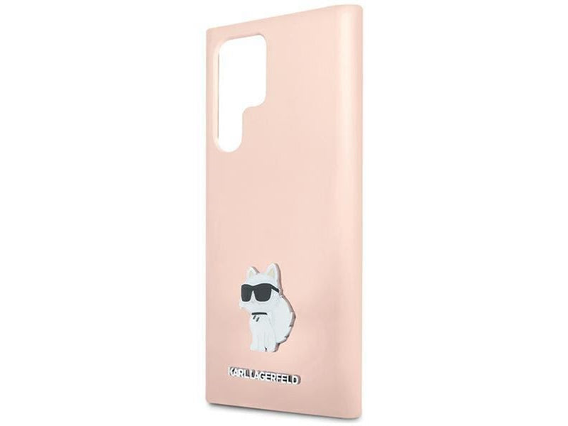 Karl Lagerfeld Silicone Choupette Metal Pin case for Samsung Galaxy S23 Ultra - pink