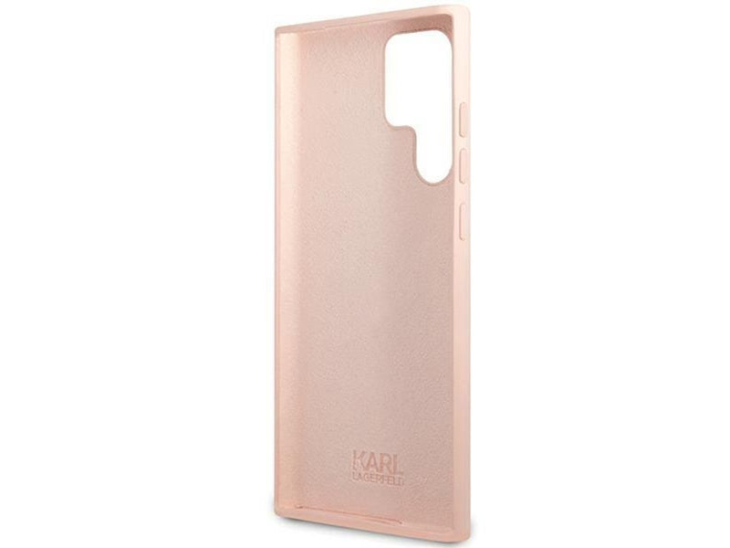 Karl Lagerfeld Silicone Choupette Metal Pin case for Samsung Galaxy S23 Ultra - pink
