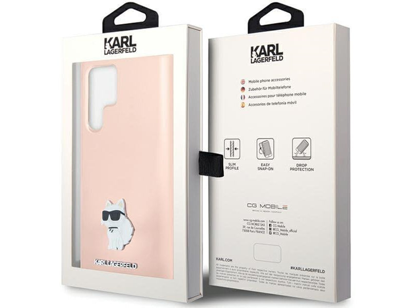 Karl Lagerfeld Silicone Choupette Metal Pin case for Samsung Galaxy S23 Ultra - pink